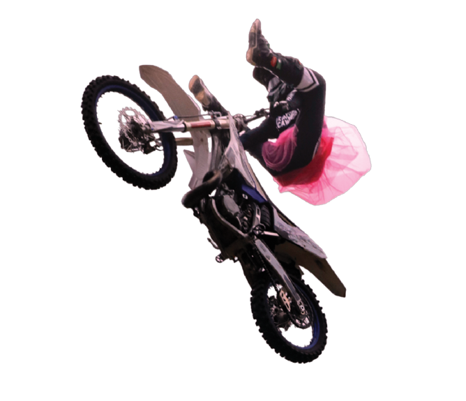 NBCF event 2023 Motorcycle stunt guy wearing pink tutu